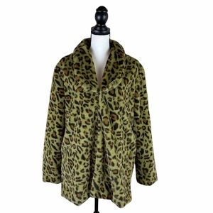 P. CILL faux fur cheetah print olive jacket small